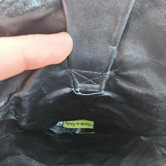 Penny Loves Kenny Calf Leather Womens Western Cowbow Black Boots, Preowned, 7.5M - Picture 12 of 13